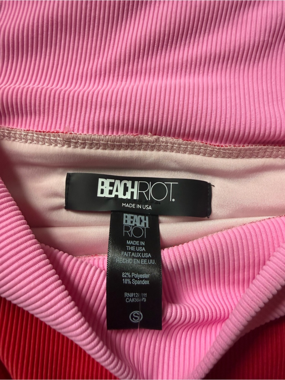 Beach Riot Red & Hot Pink Colorblock Ribbed Sports Bra - Picture 6 of 7